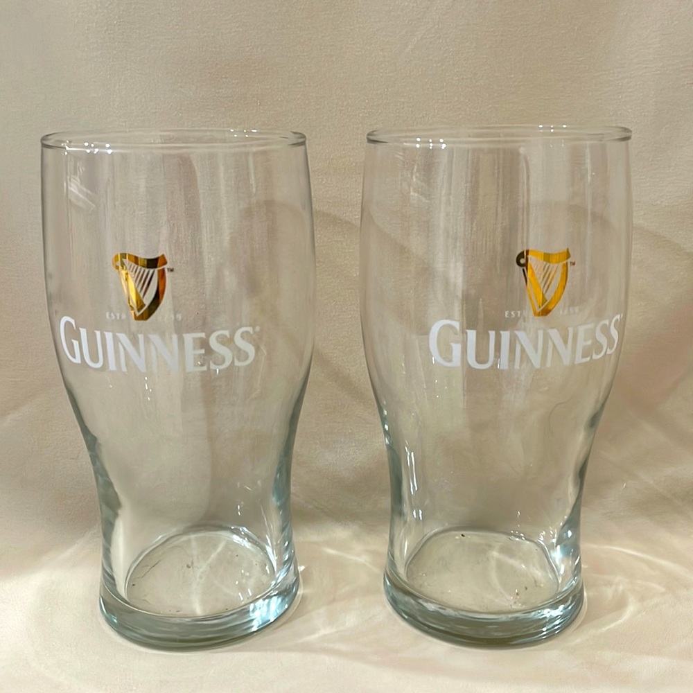 2pc Guinness Beer 06/13 Pint Gravity Glass Raised Harp Beer Glass Dublin - W1108